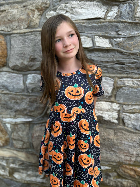 Jack O Lantern twirl dress