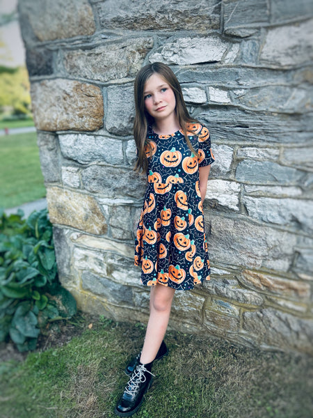 Jack O Lantern twirl dress