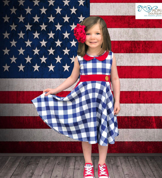 Central Park Twirl dress in Red, White, & Blue